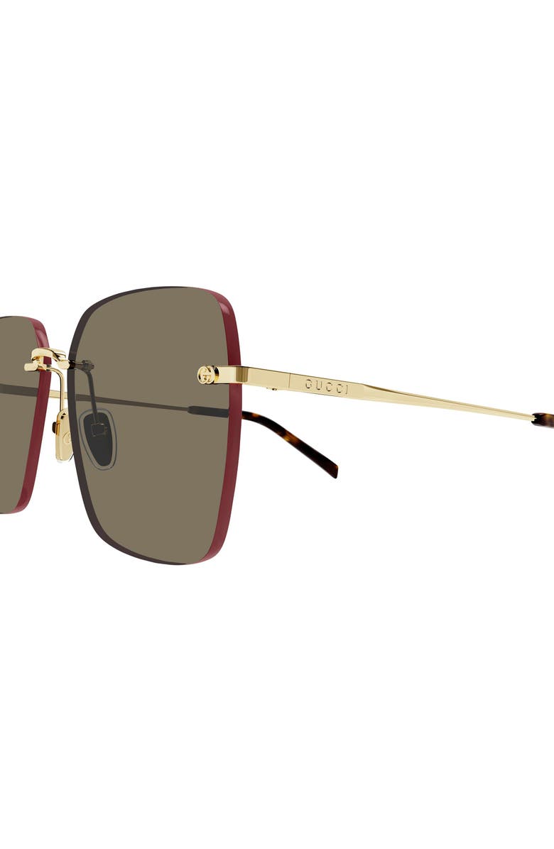 Gucci 60mm Square Sunglasses, Alternate, color, Gold