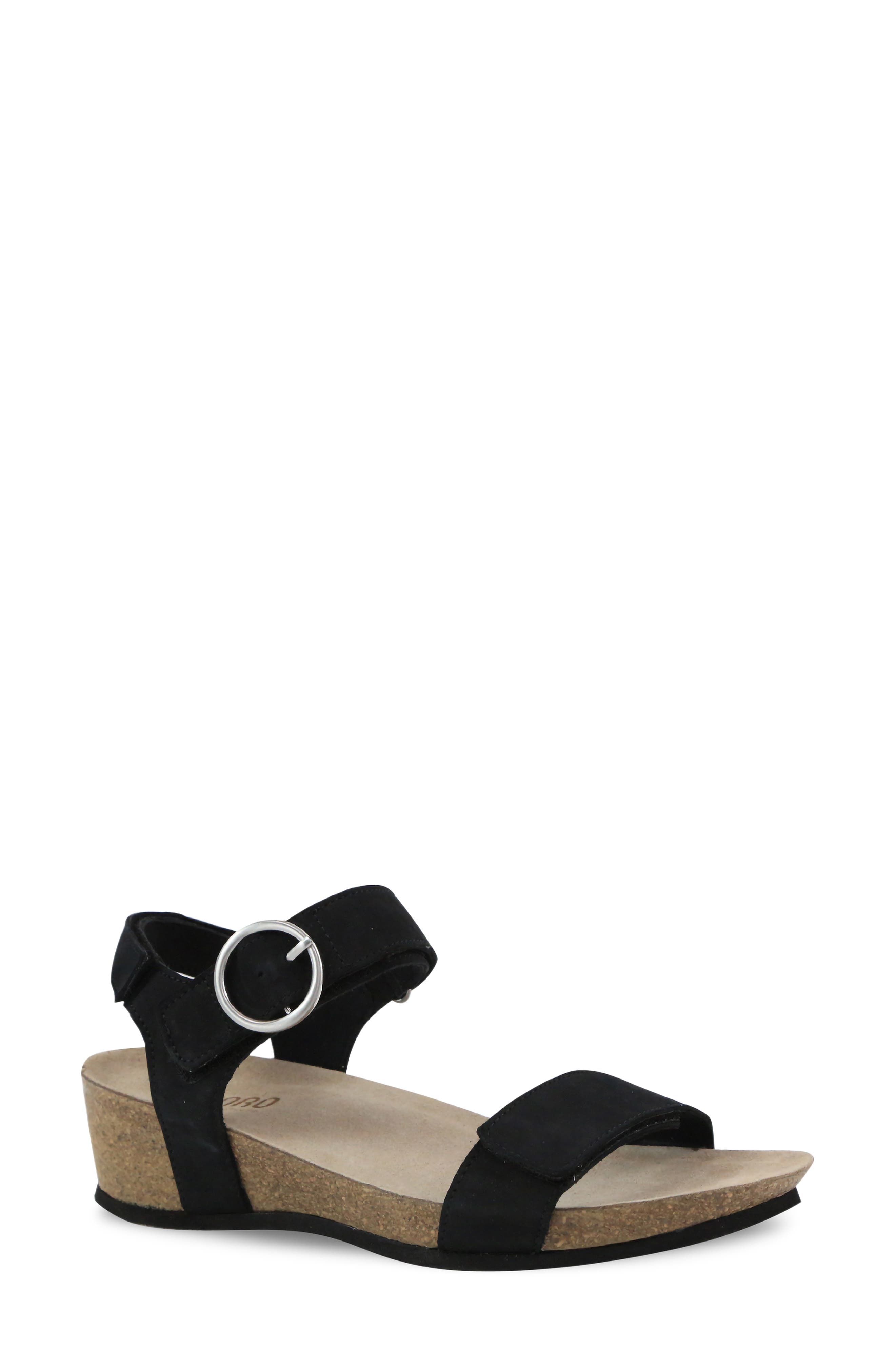 Munro Sintra Wedge Sandal, Main, color, Black Nubuck