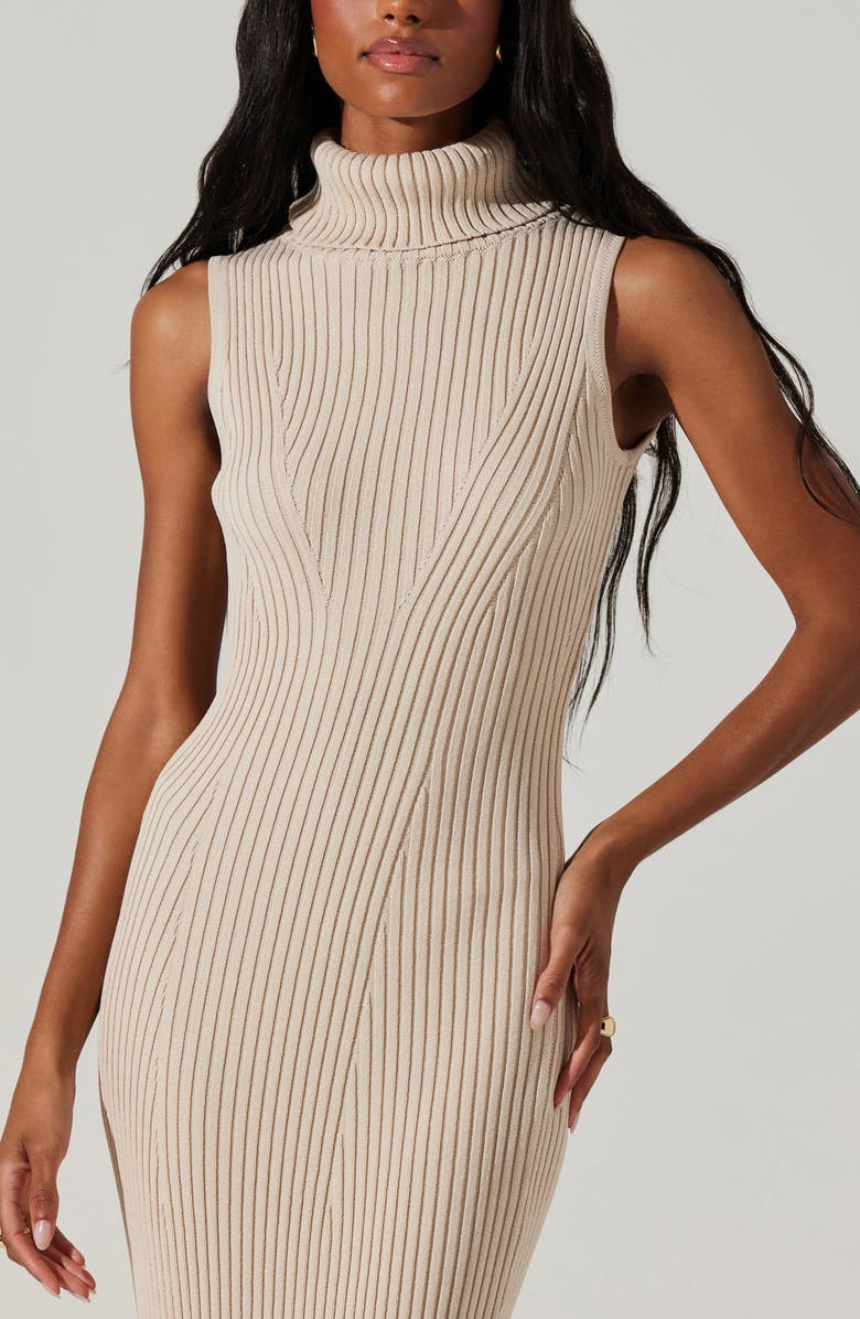 ASTR the Label Channary Rib Midi Sweater Dress, Alternate, color, Light Taupe