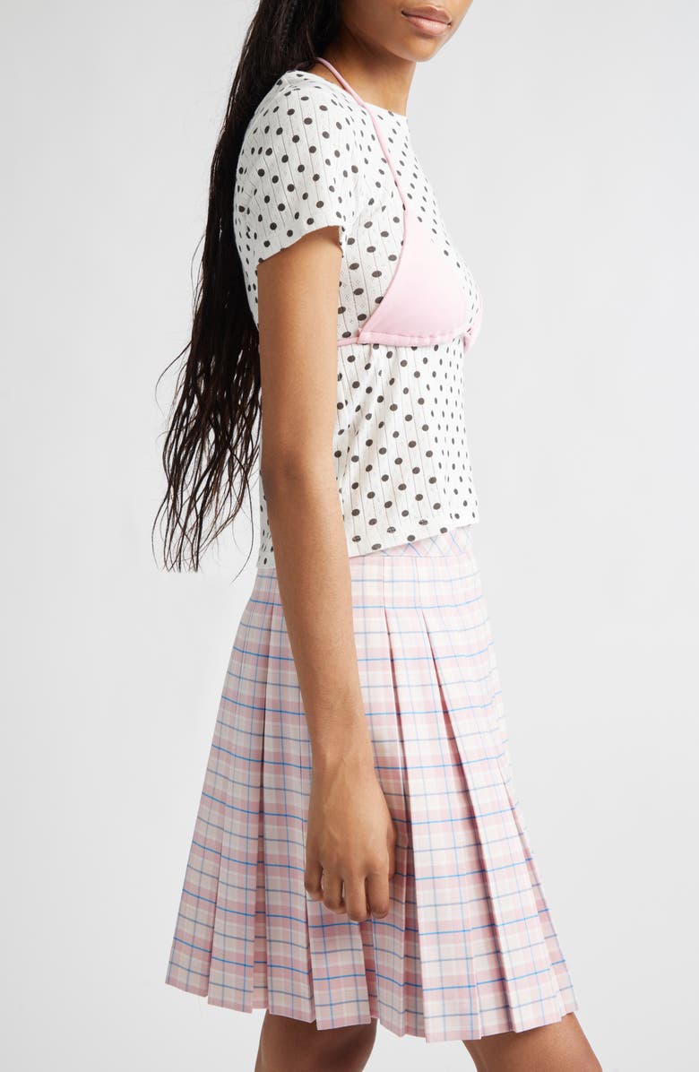 Sandy Liang Effie Bikini Top Layered Pointelle Baby Tee, Alternate, color, White Multi