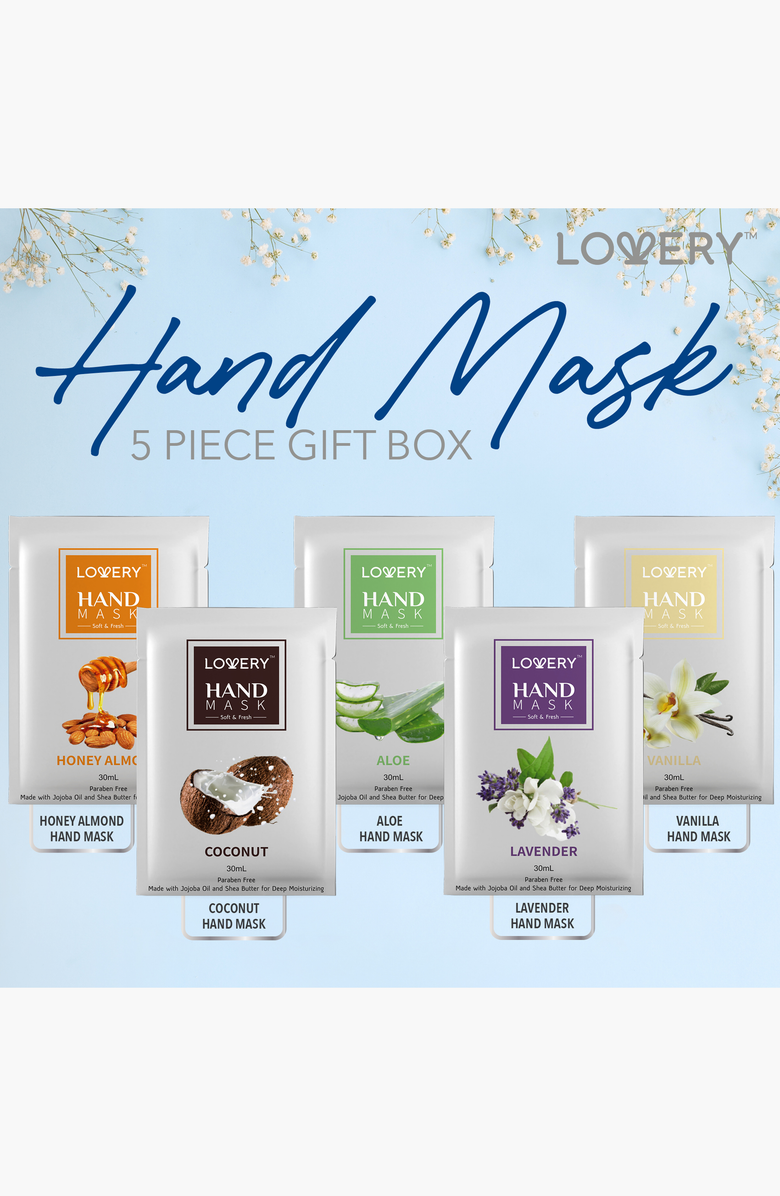 Lovery Deep Conditioning Hand Mask 5-Pack with Vitamin E, Shea Butter & Jojoba Oil, Alternate, color, White