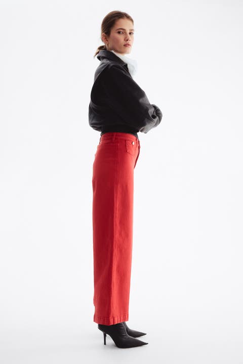 Wide High Waist Ankle Jeans