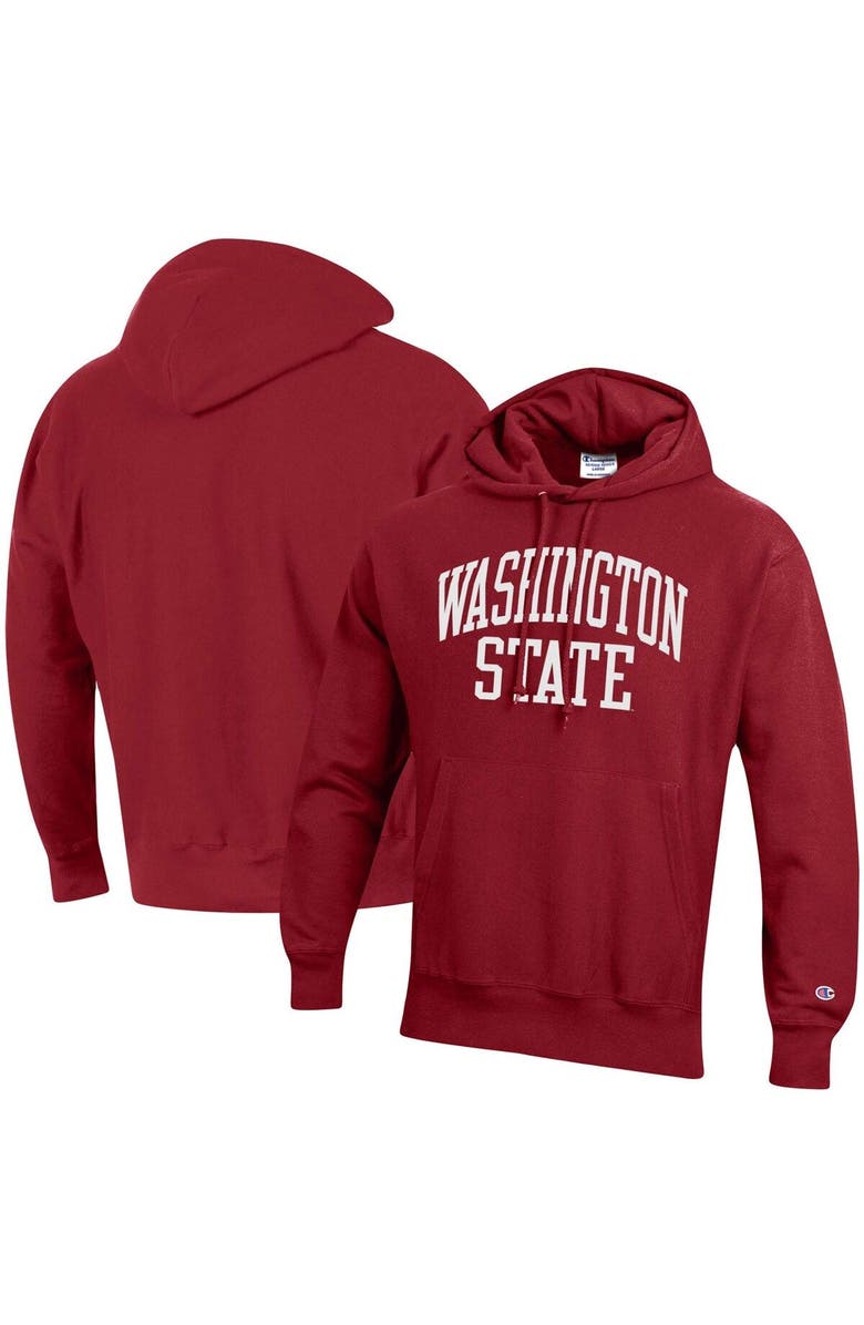 Champion Men's Champion Crimson Washington State Cougars Team Arch Reverse Weave Pullover Hoodie, Main, color, Crimson