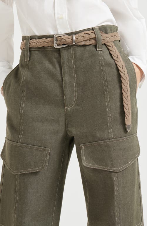 Brunello Cucinelli Cargo-pocket Cotton Trousers In Green