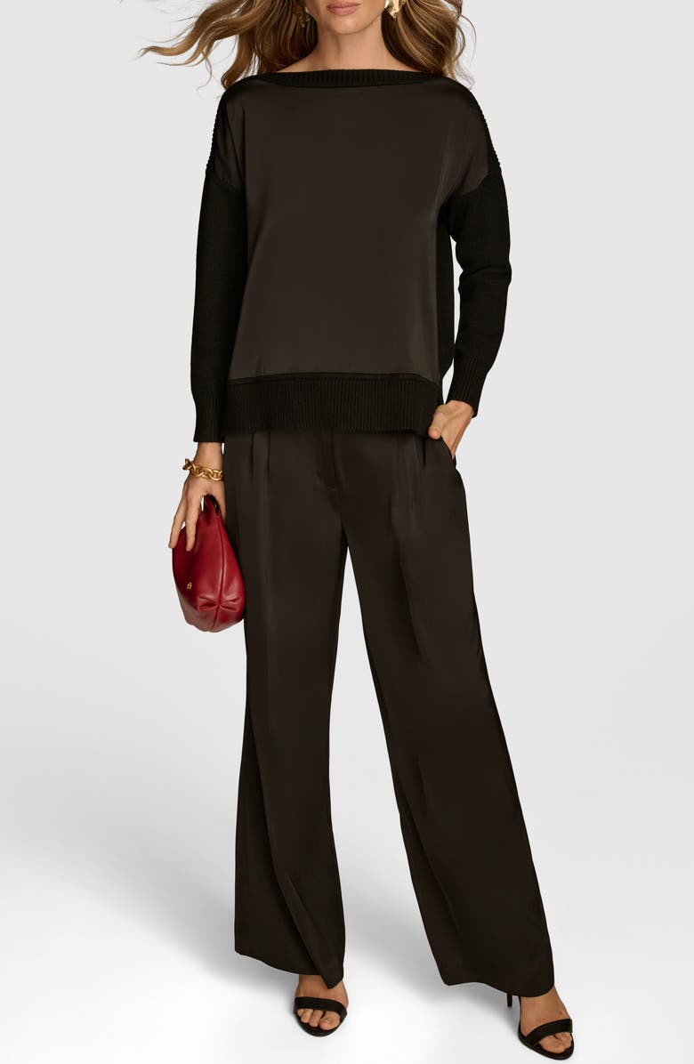 Donna Karan New York Mix Media Boat Neck Sweater, Alternate, color, 