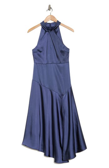 Ted Baker London Renon Halter Neck Satin Dress In Navy