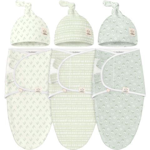 3-Pack Soothe Swaddle Wraps with Knot Hats