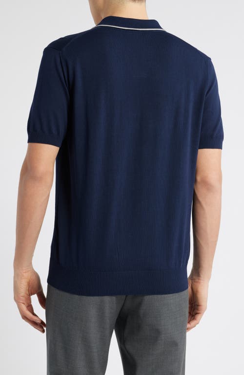 Shop Canali Regular Fit Johnny Collar Polo In Navy