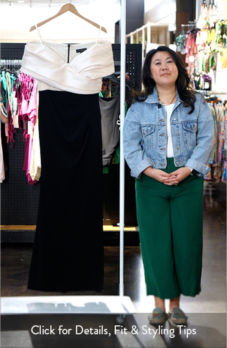 Off the Shoulder Scuba Crepe Gown., sales video thumbnail