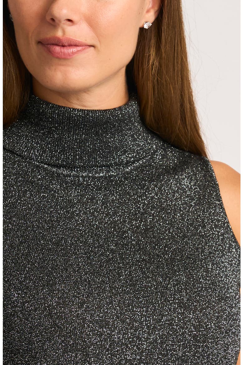 Metallic Sleeveless Turtleneck Sweater, Alternate, color, DARK BLACK LUREX