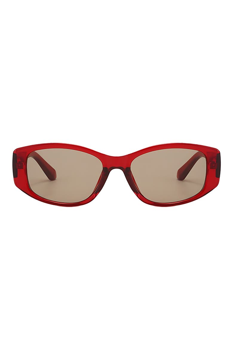 Tara 55mm Polarized Geometric Sunglasses, Main, color, RED / BROWN