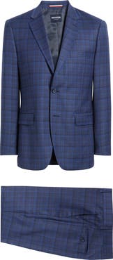 DANIEL HECHTER Blue Plaid Wool Blend Suit