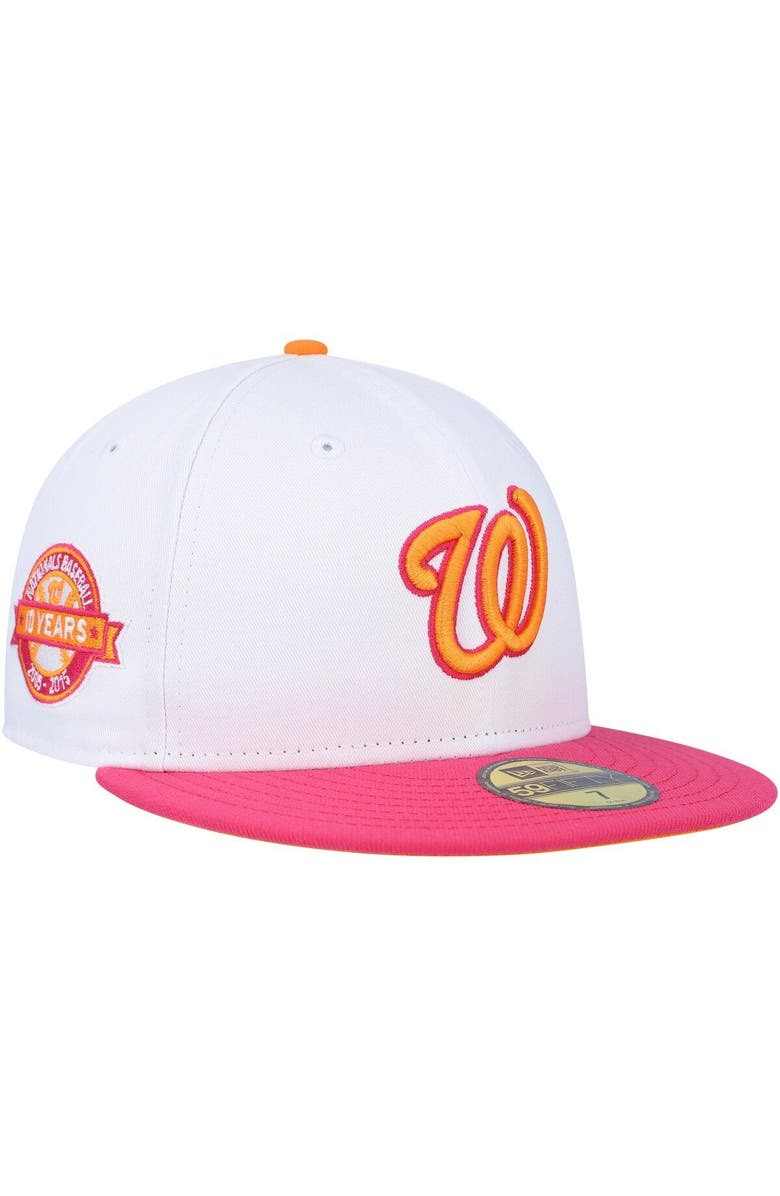 New Era Men's New Era  White/Pink Washington Nationals 10th Team Anniversary 59FIFTY Fitted Hat, Main, color, 