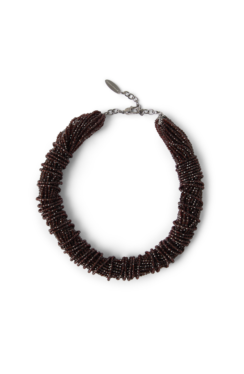 Brunello Cucinelli Vetro and Silver choker, Main, color, Chocolate