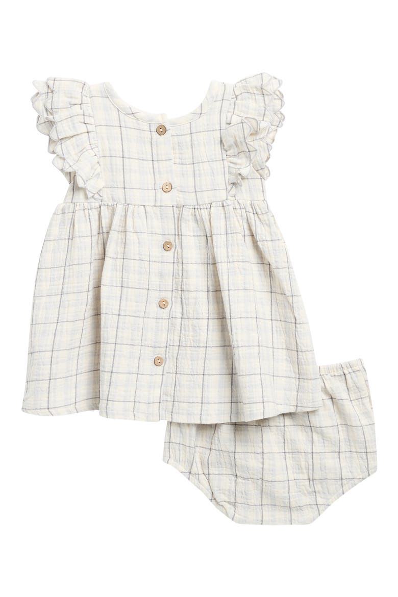 Alina Plaid Ruffle Organic Cotton Dress with Bloomers, Alternate, color, BLUE