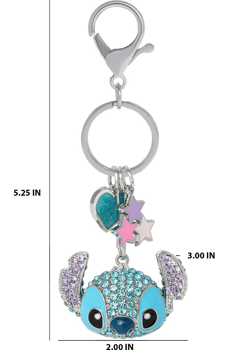 Disney Stitch Crystal Keychain with Heart & Star Charms, Silver‑Tone, Alternate, color, Blue