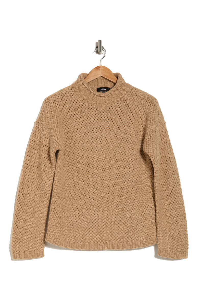 Basket Stitch Cashmere & Wool Sweater, Alternate, color, LIGHT CAMEL