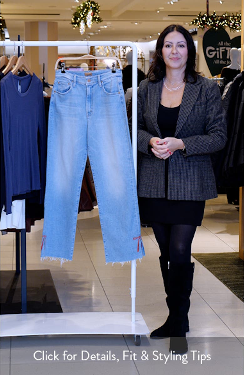 The RamblerSlice Hover Fray Bow Ankle Wide Leg Jeans, sales video thumbnail