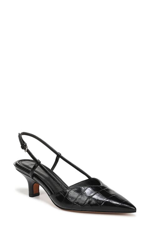 Levvy Slingback Pointed Toe Kitten Heel Pump (Women)