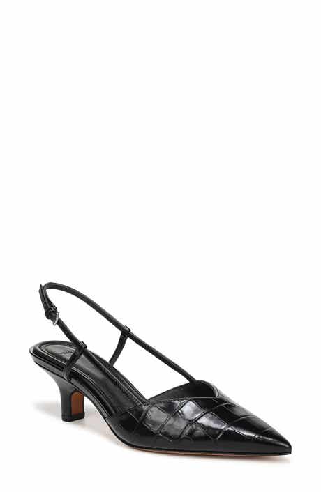 Vince Levvy Slingback Pointed Toe Kitten Heel Pump