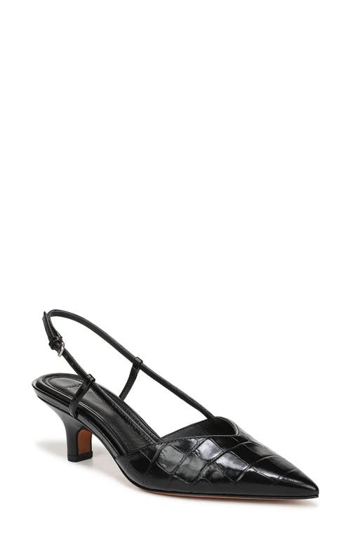 Vince Levvy Slingback Pointed Toe Kitten Heel Pump In Black