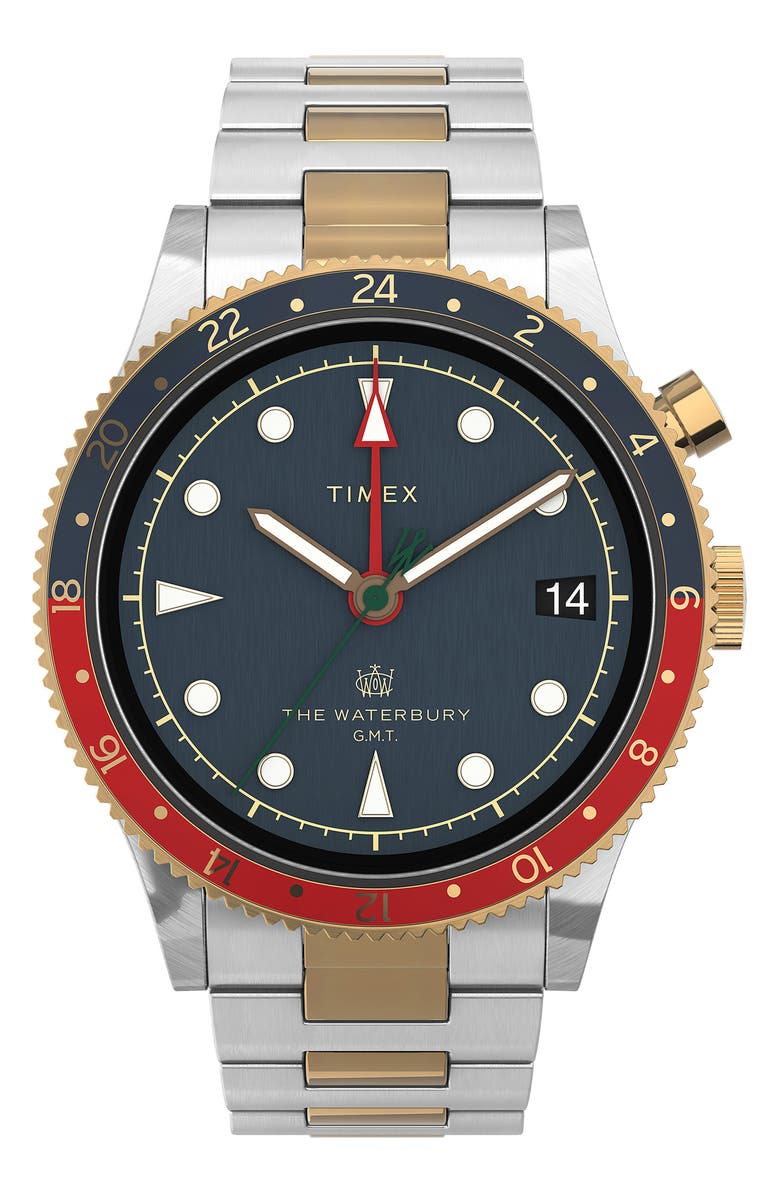 Timex<sup>®</sup> Waterbury Traditional GMT Bracelet Watch, 39mm, Main, color, 