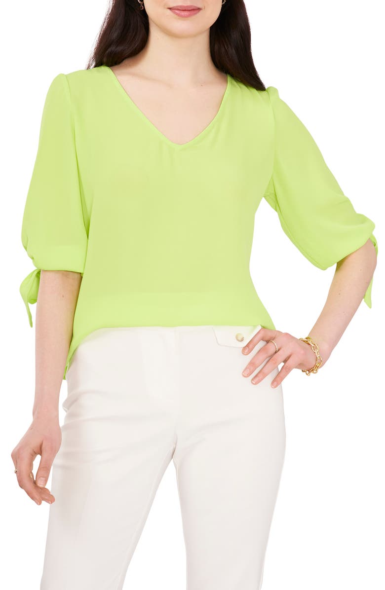 Chaus Tie Sleeve Blouse, Main, color, Lime Green