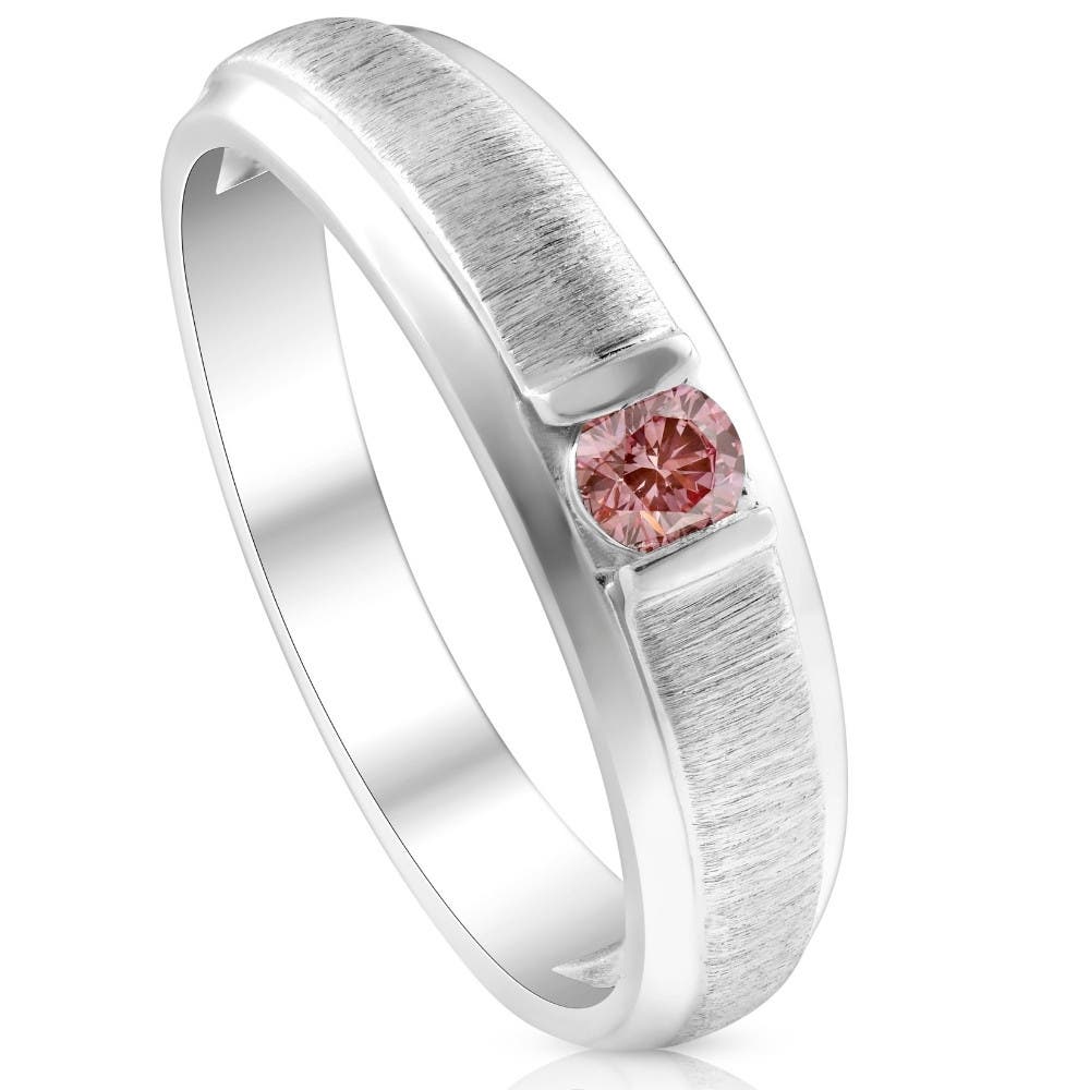 Bliss Diamond Mens Brushed Pink Diamond Lab Grown Wedding Brushed
