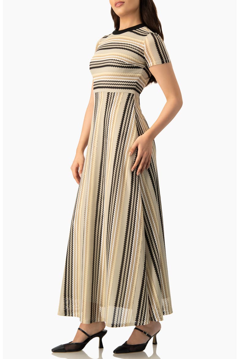 Chevron Stripe Crochet Knit Maxi Dress, Alternate, color, Beige