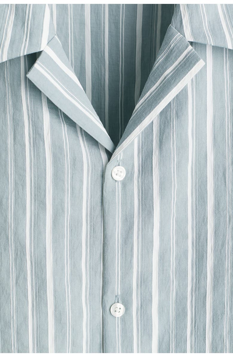 H&M Regular Fit Lyocell-blend Resort Shirt, Alternate, color, Turquoise/Striped
