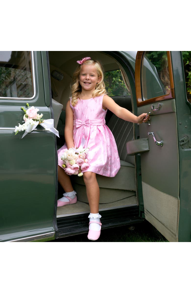 Rachel Riley Bow Damask Dress, Alternate, color, Pink