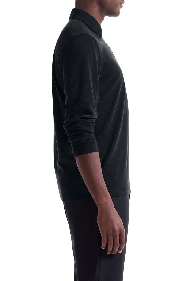 Bugatchi Ottoman Rib Half Zip Long Sleeve Polo, Alternate, color, Black