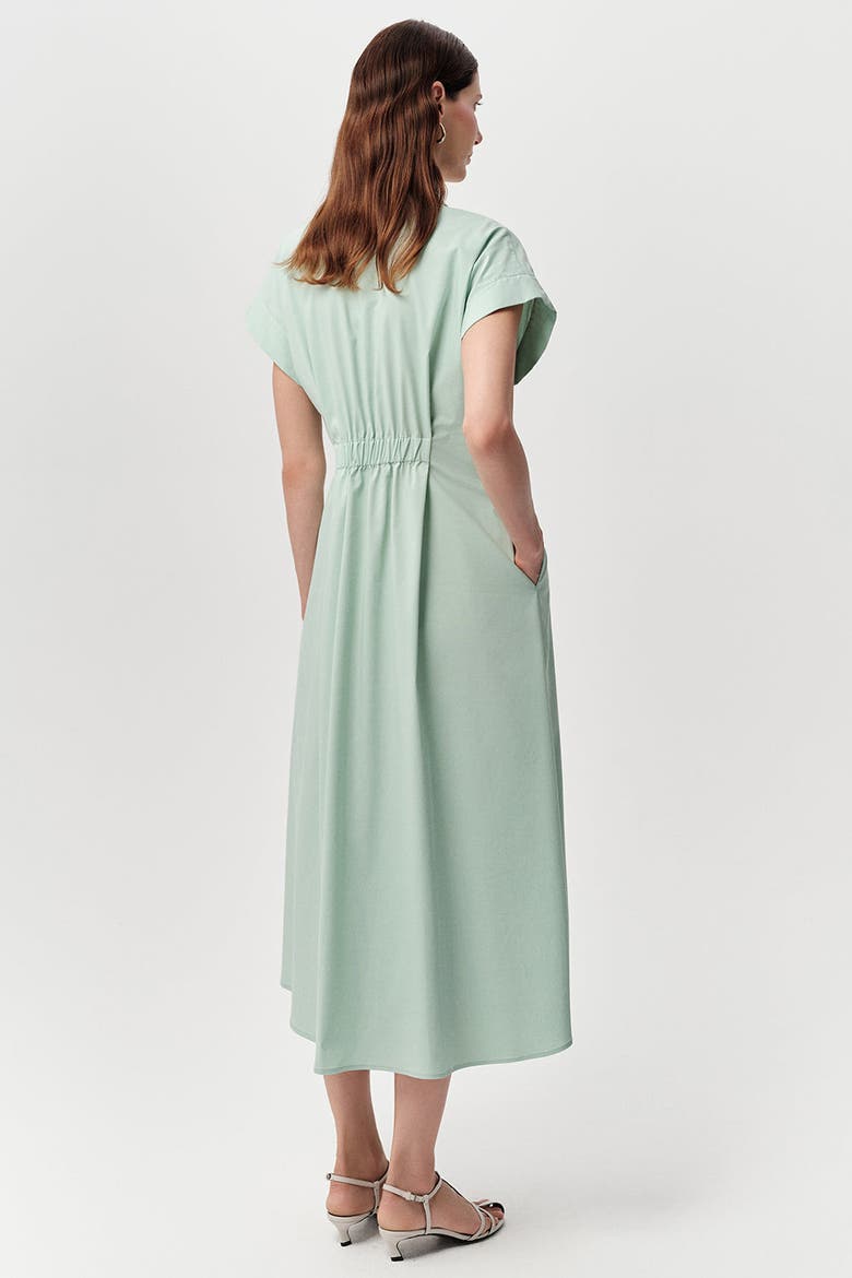 Reilly Shirt Collar Elastic Waist Midi Dress, Alternate, color, Mint