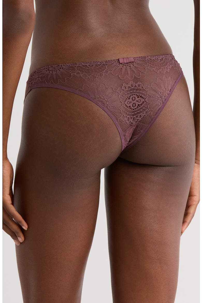 Embleme Lace Tanga Thong, Alternate, color, BYZANTINE