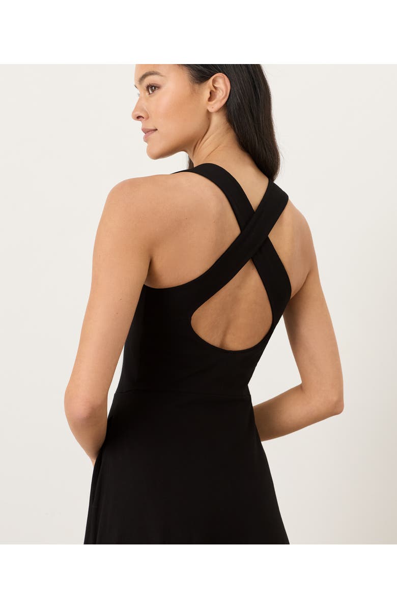 Pact Fit & Flare Open Back Maxi Dress Made With Organic Cotton, Alternate, color, Black