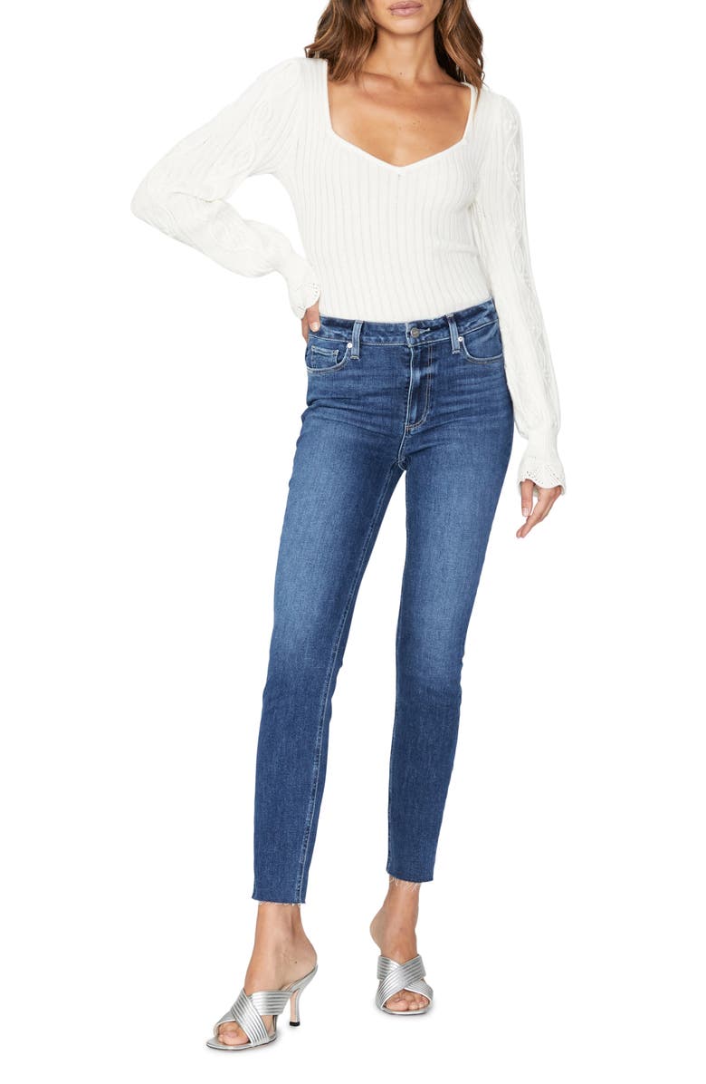 PAIGE Hoxton Raw Hem Ankle Skinny Jeans, Alternate, color, Bia