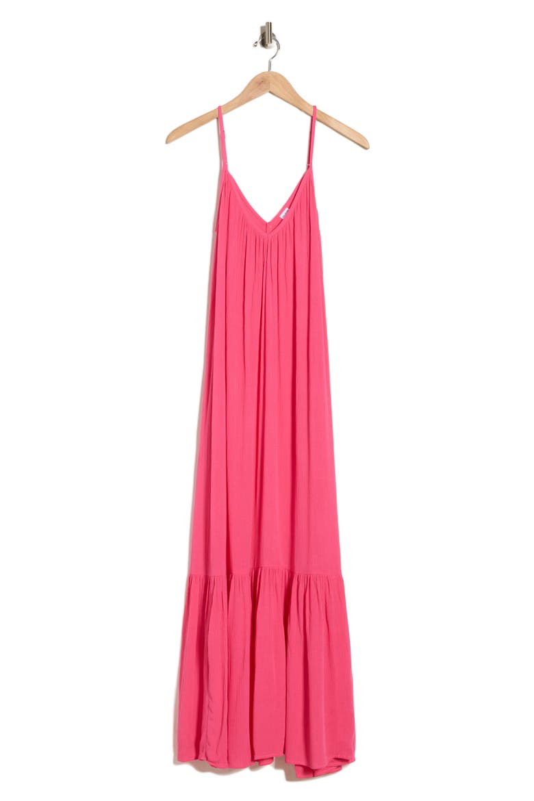 Gauze Tiered Maxi Dress, Alternate, color, PINK CARMINE
