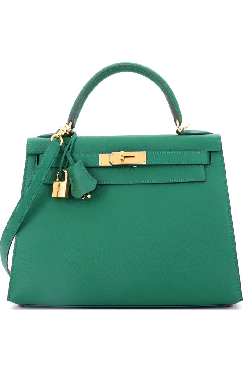Pre-Owned Hermes Kelly Handbag Green Epsom with Gold Hardware 28, Main, color, Vert Vertigo