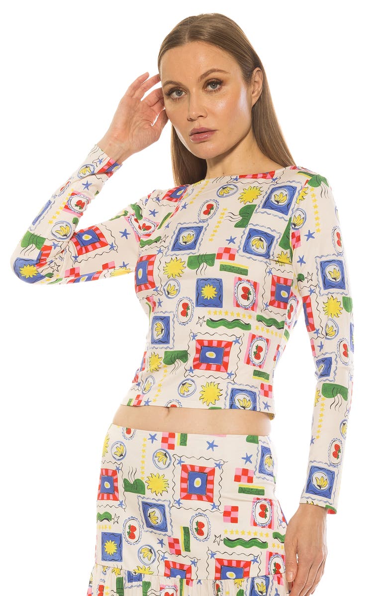 Alexia Admor Dahlia Boat Neck Top, Alternate, color, Ivory Stamps