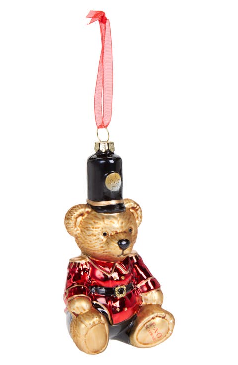Soldier Bear Glass Ornament