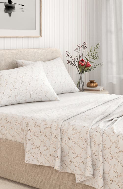 Woven & Weft Winter Floral 4-piece Flannel Bed Sheet Set In White