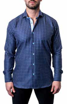 Maceoo Einstein Royal Check Blue Contemporary Fit Button-Up Shirt