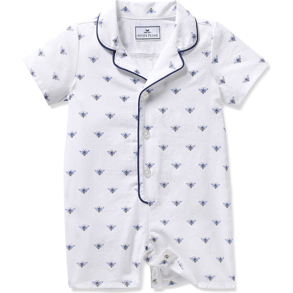 Petite Plume Summer Fitted Twill One-piece Pajamas In White