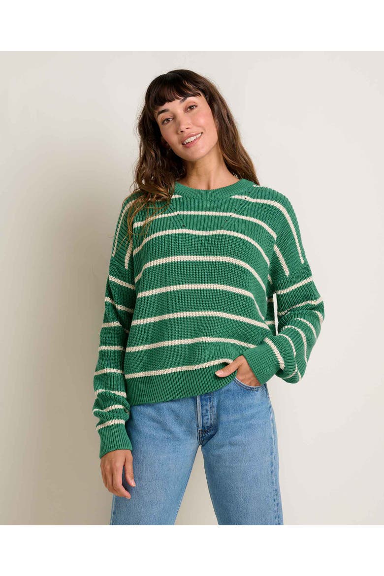 Bianca Shaker Crew Sweater, Main, color, Palm Stripe