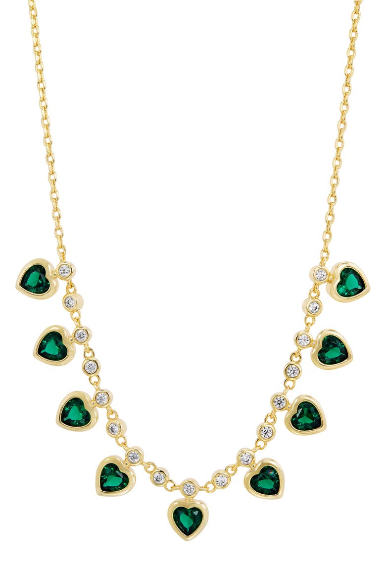 Bezel Set Heart Fringe Necklace, Main, color, YELLOW GOLD