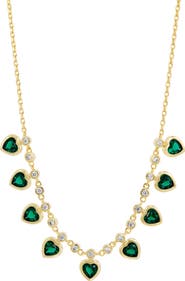 SAVVY CIE JEWELS Bezel Set Heart Fringe Necklace