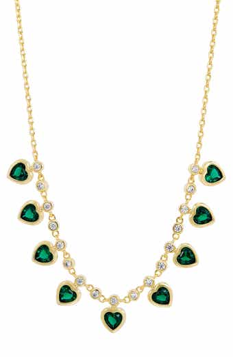 Bezel Set Heart Fringe Necklace