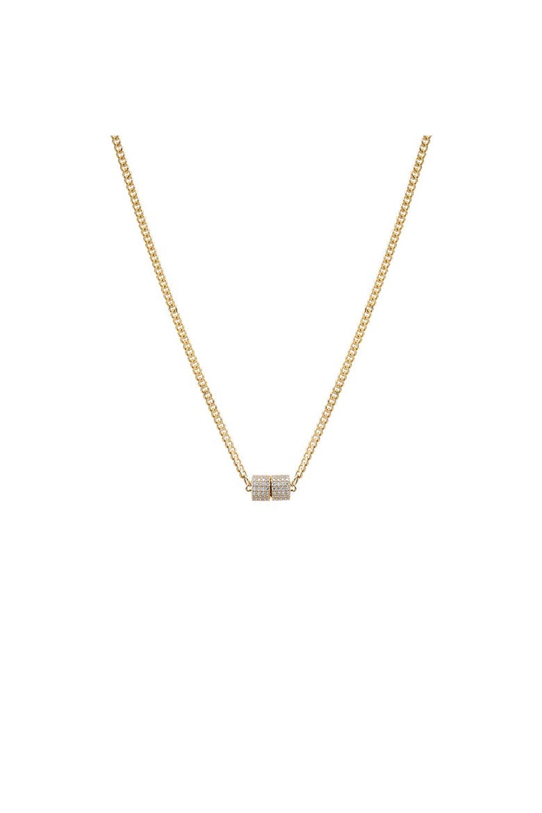 CZ Pave Rondelle Cuban Chain Necklace, Main, color, Gold