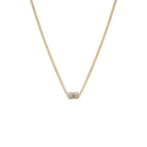 CZ Pave Rondelle Cuban Chain Necklace