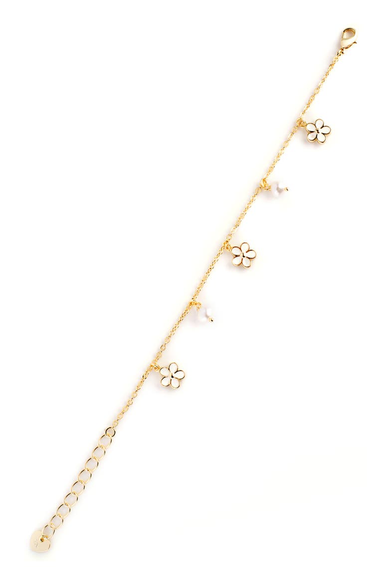 Flower & Pearl Charm Bracelet, Alternate, color, GOLD